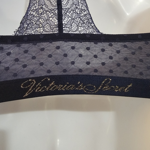 Victoria's Secret Navy Racer Back Bra With Gold Letters Size 36DDD - Picture 8 of 16